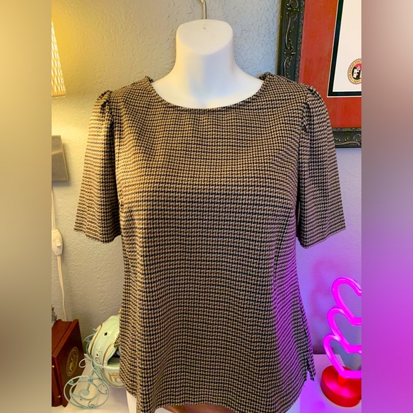 🎀🤎 Vince Camuto Houndstooth Sweater Blouse - Picture 1 of 4